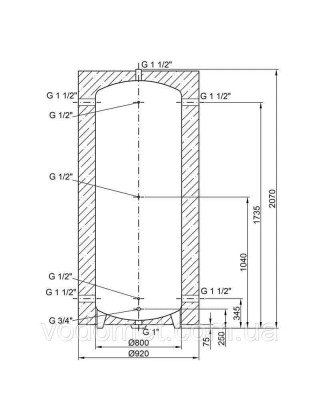 Теплоаккумулятор Thermo Alliance TA-ТАМ-00 750 (без ізоляції) Теплоаккумулятор Thermo Alliance TA-ТАМ-00 750 (без ізоляції)