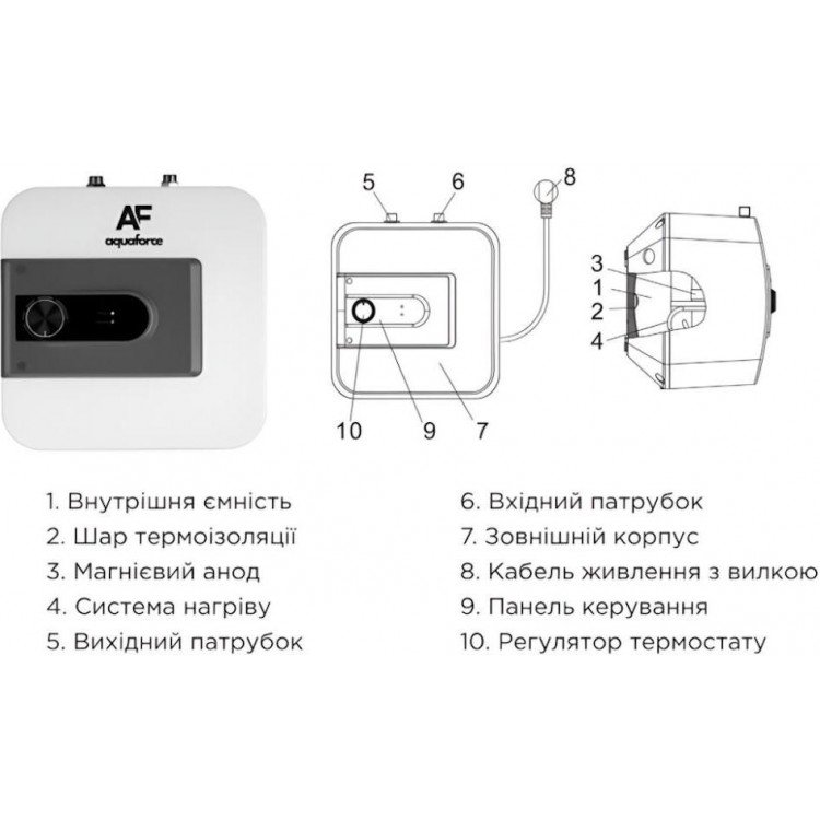 Водонагрівач електричний Aquaforce Duplex 15B, 15 л (під мийку) Водонагрівач електричний Aquaforce Duplex 15B, 15 л (під мийку) - Aquaforce Магазин Водомет - Водонагрівачі для кухні
