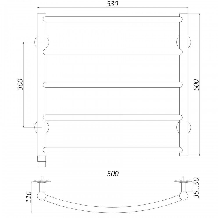 Рушникосушарка UNIO LD ER 500-500-5 BLK Драбинка Дуга електро чорна - UNIO Рушникосушарка UNIO LD ER 500-500-5 BLK Драбинка Дуга електро чорна - UNIO Магазин Водомет - Рушникосушки