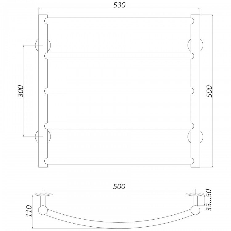 Рушникосушарка UNIO LD W 500-500-5 BLK Драбинка Дуга вода чорна - UNIO Рушникосушарка UNIO LD W 500-500-5 BLK Драбинка Дуга вода чорна - UNIO Магазин Водомет - Рушникосушки