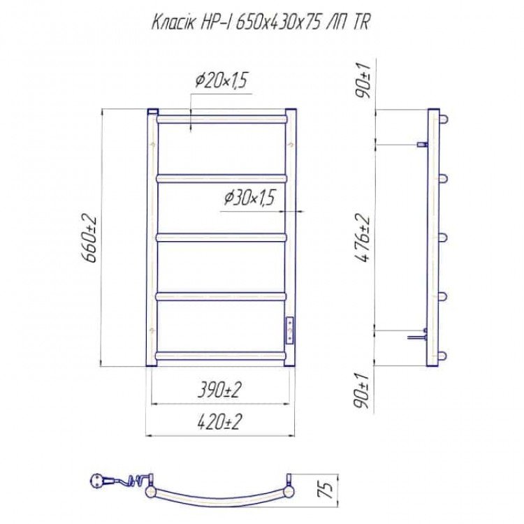 Рушникосушка Mario Класик HP-I 650х430/75 TR K - Mario Магазин Водомет - Рушникосушки