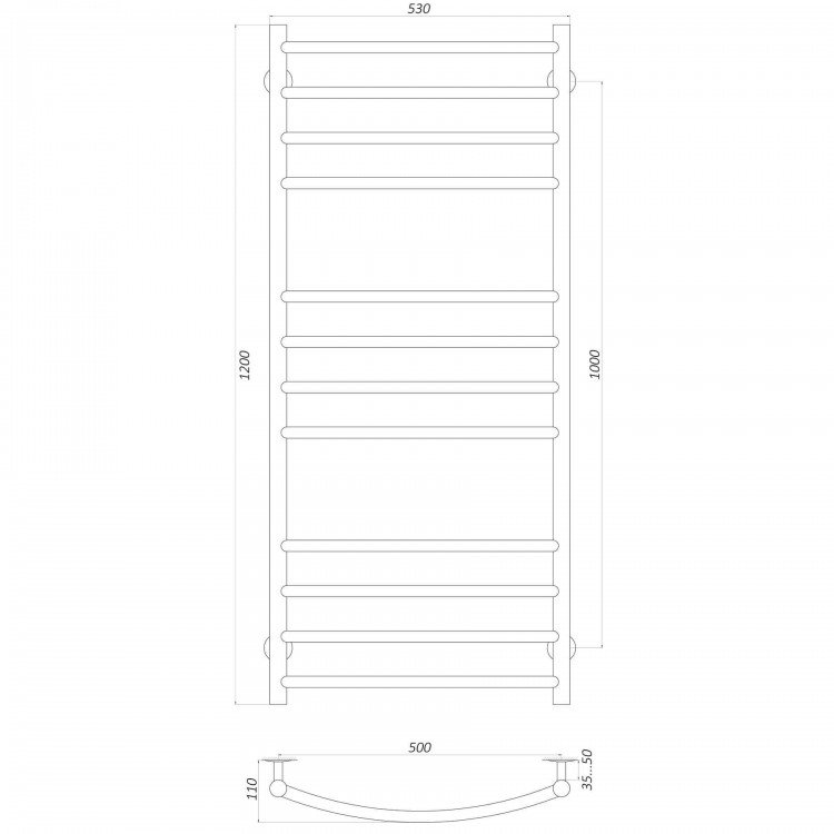 Рушникосушарка UNIO LDE W 1200-500-12 Драбинка Дуга Еліт вода - UNIO Рушникосушарка UNIO LDE W 1200-500-12 Драбинка Дуга Еліт вода - UNIO Магазин Водомет - Рушникосушки