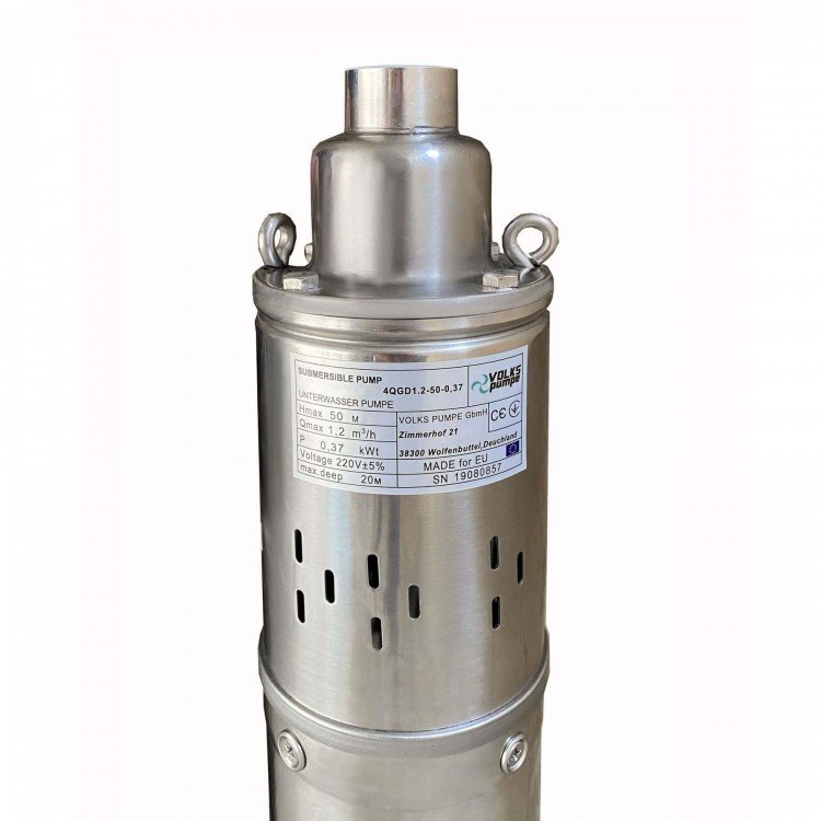 Насос свердловинний шнековий VOLKS pumpe 4QGD 1,2-50-0,37кВт 4 дюйми +кабель 15м - VOLKS Магазин Водомет - Свердловинні насоси
