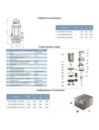 Насос дренажний 0.55кВт Hmax 20м Qmax 210л/хв AQUATICA QDX3-20-0.55A (773233) Насос дренажний 0.55кВт Hmax 20м Qmax 210л/хв AQUATICA QDX3-20-0.55A (773233)