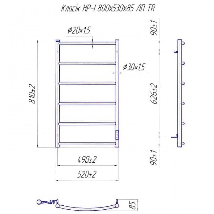 Рушникосушка Mario Класик HP-I 800х530/85 TR KT - Mario Магазин Водомет - Рушникосушки