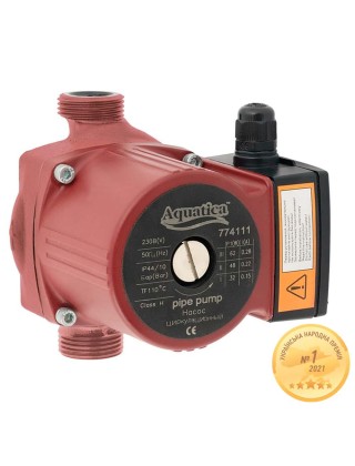 Насос циркуляційний 130Вт Hmax 7м Qmax 87л/хв Ø2" 180мм + гайки Ø1½" AQUATICA (774140) Насос циркуляційний 130Вт Hmax 7м Qmax 87л/хв Ø2" 180мм + гайки Ø1½" AQUATICA (774140)