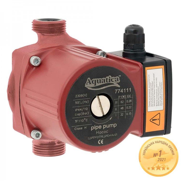 Насос циркуляційний 65Вт Hmax 4м Qmax 63л/хв ?1" 130мм+гайки ??" AQUATICA (774111) - Aquatica Насос циркуляційний 65Вт Hmax 4м Qmax 63л/хв ?1" 130мм+гайки ??" AQUATICA (774111) - Aquatica Магазин Водомет - Циркуляційні насоси