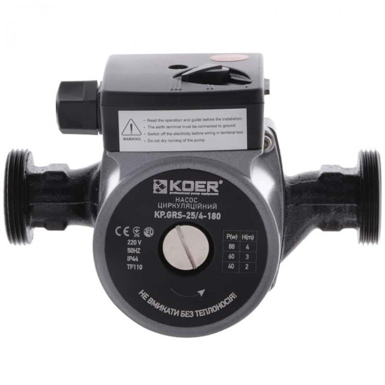 Насос циркуляційний відцентр. KOER KP.GRS-25 / 4-180 (KP0248) - KOER Насос циркуляційний відцентр. KOER KP.GRS-25 / 4-180 (KP0248) - KOER Магазин Водомет - Циркуляційні насоси