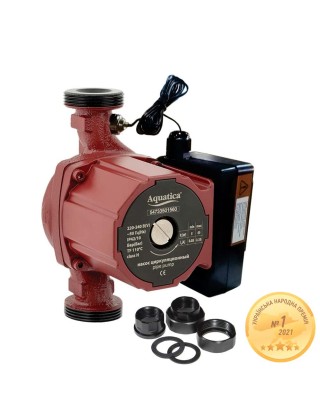 Насос циркуляційний з термодатчиком 100Вт Hmax 6м Qmax 75л/хв Ø1½" 180мм+гайки Ø1" AQUATICA (774032) Насос циркуляційний з термодатчиком 100Вт Hmax 6м Qmax 75л/хв Ø1½" 180мм+гайки Ø1" AQUATICA (774032)