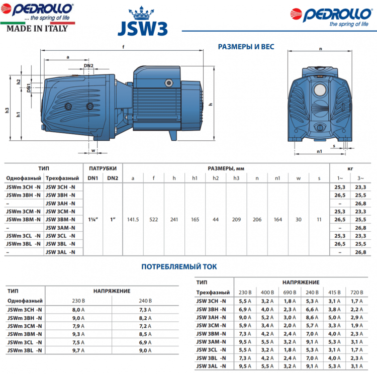 Самовсмоктуючий насос Pedrollo JSWm 3BL (230V) - Самовсмоктуючий насос Pedrollo JSWm 3BL (230V) - Магазин Водомет - 1БАЗА