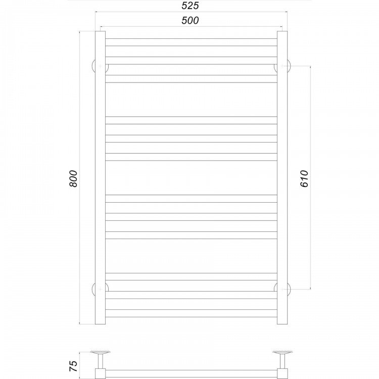 Рушникосушарка UNIO MS W 800-500-12 BLK Модена вода чорна - UNIO Рушникосушарка UNIO MS W 800-500-12 BLK Модена вода чорна - UNIO Магазин Водомет - Рушникосушки