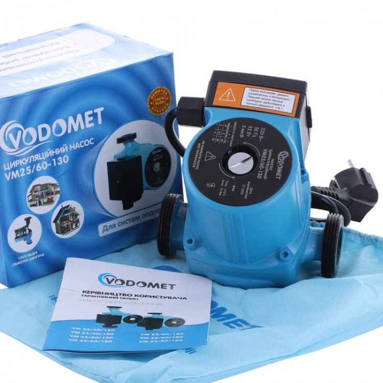 Насос циркуляційний VODOMET VM25/60-130 з кабелем, без гайок (VO0003) - Vodomet Магазин Водомет - Циркуляційні насоси
