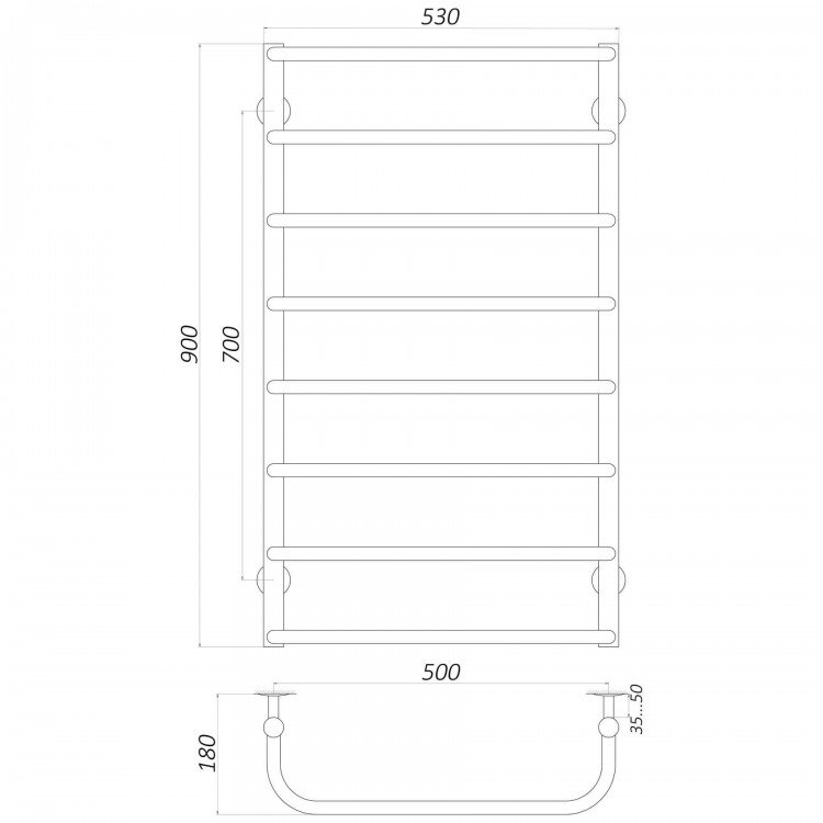 Рушникосушарка UNIO LS EL 900-500-8 Драбинка Скоба електро - UNIO Рушникосушарка UNIO LS EL 900-500-8 Драбинка Скоба електро - UNIO Магазин Водомет - Рушникосушки