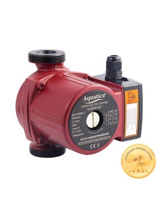 Насос циркуляційний 100Вт Hmax 6м Qmax 75л/хв Ø1½" 130мм+гайки Ø1" AQUATICA (774133)
