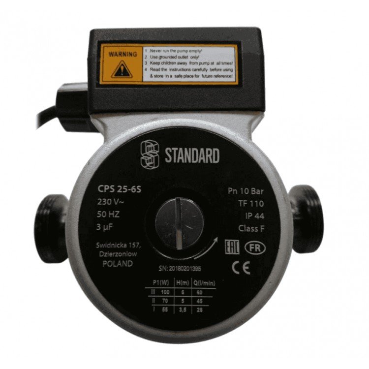 Насос циркуляційний Standart CPS 25-6S 130 для систем опалення та тепла підлога - Standart Циркуляційний насос STANDARD CPS 25-6S - 130 - Магазин Водомет - 1БАЗА