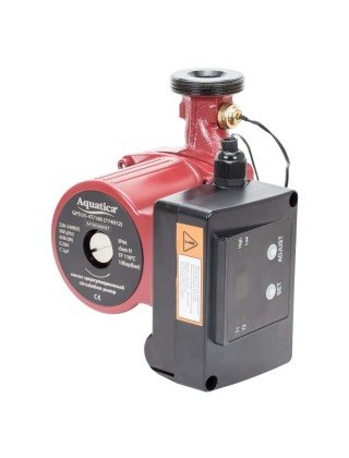 Насос циркуляційний з термодатчиком 65Вт Hmax 4м Qmax 63л/хв Ø1½" 180мм+гайки Ø1" AQUATICA (774012)