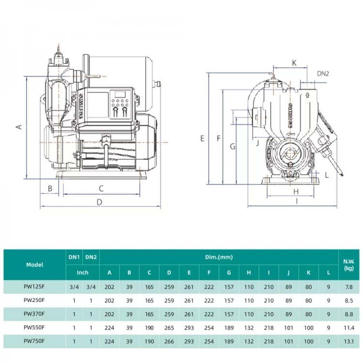 Насосна станція SHIMGE PW 750F (0.75 кВт, Hmax 50 м, Qmax 56 л\хв) Насосна станція SHIMGE PW 750F (0.75 кВт, Hmax 50 м, Qmax 56 л\хв)