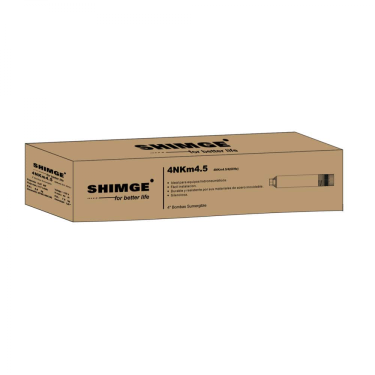 Занурювальний насос SHIMGE 4NKm3/7-0.75 з нижнім забором 4"-  Ø96 мм (0.75 кВт, Qmax 80 л/хв, Нmax 52 м), кабель 45 м