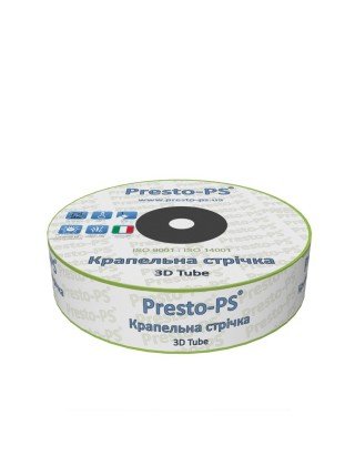 Крапельна стрічка Presto-PS емітерна 3D Tube крапельниці через 10 см витрата 1,38 л/год, довжина 500 м (3D-7-10-500)
