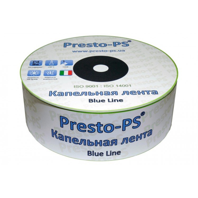 купити Крапельна стрічка Presto-PS щілинна Blue Line отвори через 20 см, витрата води 2,4 л/год, довжина 1000 м (BL-20-1000) - Presto-PS Водомет в Києві купити Крапельна стрічка Presto-PS щілинна Blue Line отвори через 20 см, витрата води 2,4 л/год, довжина 1000 м (BL-20-1000) - Presto-PS Водомет в Києві